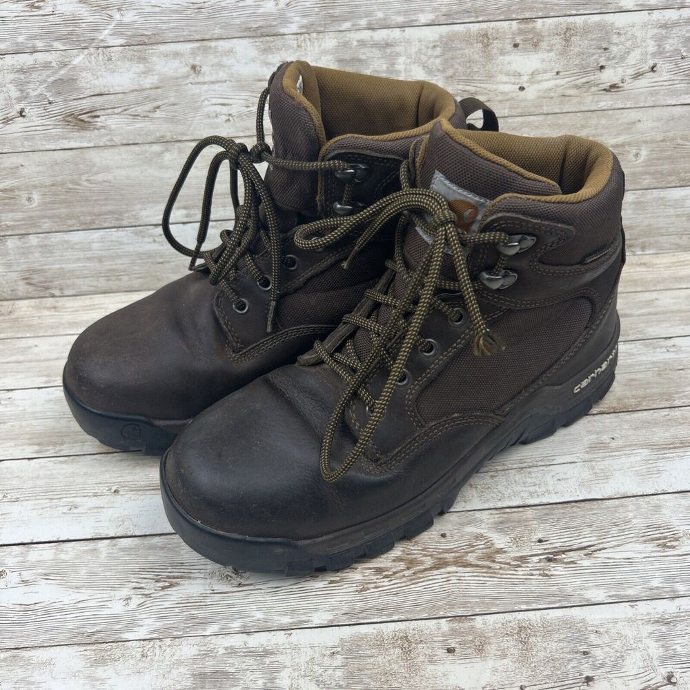 Carhartt Rugged Flex Waterproof 6" Steel Toe Work Boot Size 8.5 Brown Black